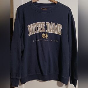 Notre Dame Fighting Irish Mens L Embroidered Blue Pullover Crew Cadre Vintage
